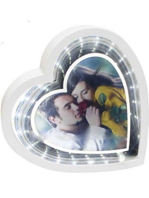 Nobbystar Büyük Kalp LED Sihirli Ayna Fotoğraf Çerçevesi Hediye