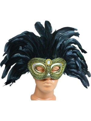 Event Party Store Maske Tüylü Gümüş 23CM x 24CM