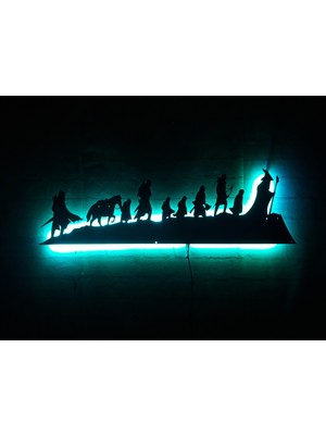 MF Tasarım Rgb Kumandalı Yüzüklerin Efendisi The Lord Of The Rings LED Işıklı Ahşap Mdf Dekoratif Tablo 85 x 25