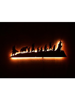 MF Tasarım Rgb Kumandalı Yüzüklerin Efendisi The Lord Of The Rings LED Işıklı Ahşap Mdf Dekoratif Tablo 85 x 25