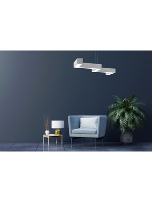 Hegza Lighting Zigzag Gri Kasa Beyaz Işık Ledli Modern LED Avize