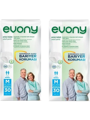 EVONY Emici Külot Orta Medium 5.5 Damla 30'Lu 2 Paket Hasta Bezi