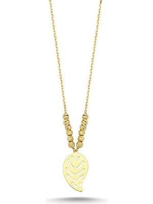 Engingold 14 Ayar Altın Yaprak Figürlü Kolye