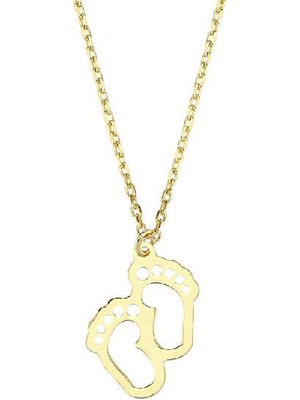 Engingold 14 Ayar Altın Bebek Ayak Izi Kolye