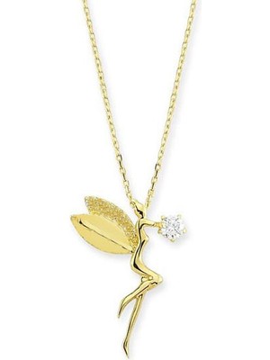 Engingold 14 Ayar Altın Taşlı Melek Kolye