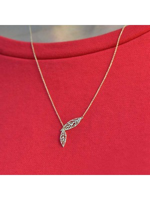 Engingold 14K Sarı Altın Yaprak Kolye