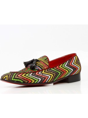 Bruno Shoes 20K Erkek Klasık Derı Kösele Taban Renkli Hasırlı Ayakkabı - Karışık