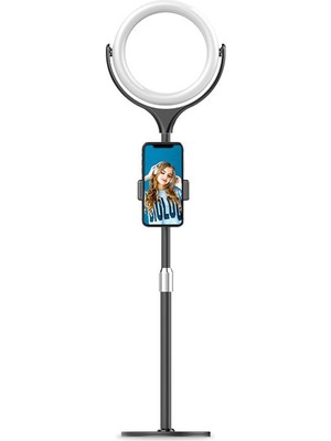 AktarMobile Ring Light LED 7’’ 18 cm Ayaklı Işık Halkası Masa Üstü Çok Amaçlı Şık Tasarım Metal Teleskobik Ayak