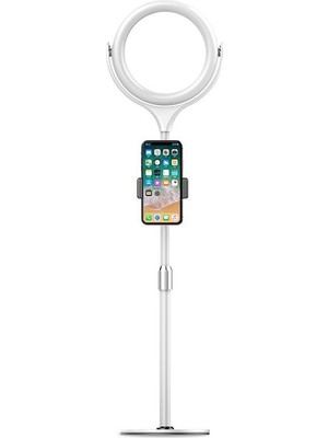 AktarMobile Ring Light LED 7’’ 18 cm Ayaklı Işık Halkası Masa Üstü Çok Amaçlı Şık Tasarım Metal Teleskobik Ayak
