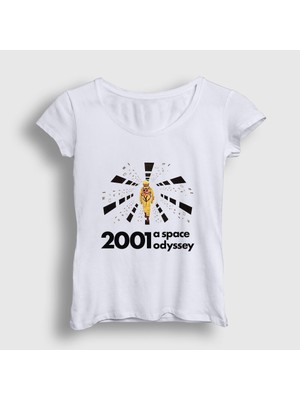 Presmono Kadın Beyaz Astronot V2 Film 2001 A Space Odyssey T-Shirt
