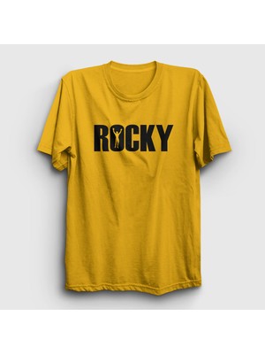 Presmono Unisex Sarı Logo Film Rocky T-Shirt