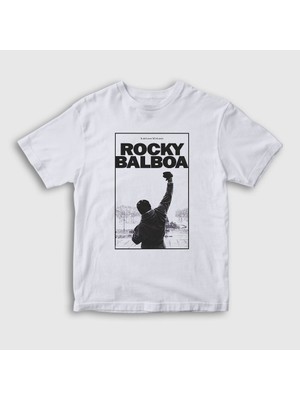 Presmono Unisex Çocuk Beyaz Over Film Rocky T-Shirt