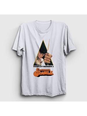 Presmono Unisex Beyaz Cover Film Otomatik Portakal A Clockwork Orange T-Shirt