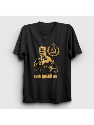 Presmono Unisex Siyah Soviet ivan Drago Film Rocky T-Shirt