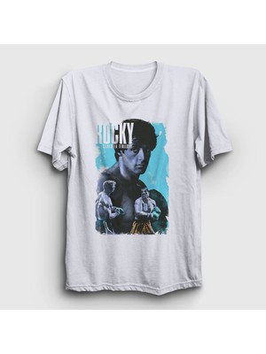 Presmono Unisex Beyaz Victory Film Rocky T-Shirt