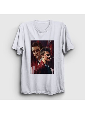 Presmono Unisex Beyaz Tyler Film Dövüş Kulübü Fight Club T-Shirt