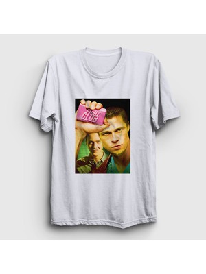 Presmono Unisex Beyaz Cover Film Dövüş Kulübü Fight Club T-Shirt