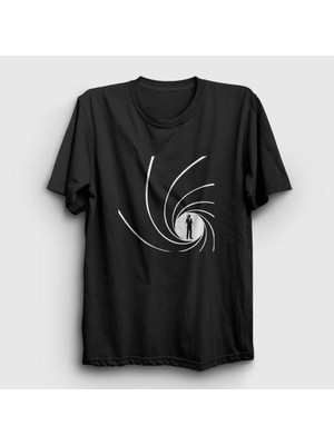 Presmono Unisex Siyah Gun Barrel Film James Bond T-Shirt