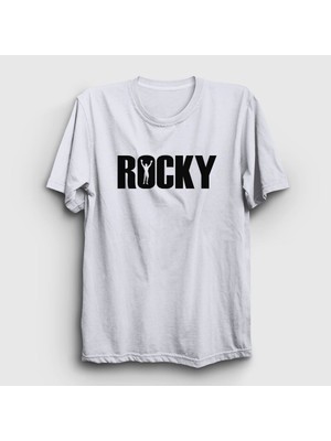 Presmono Unisex Beyaz Logo Film Rocky T-Shirt