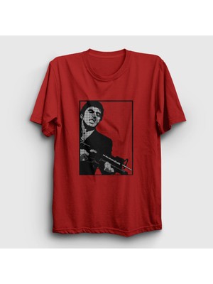 Presmono Unisex Kırmızı Fire Film Scarface T-Shirt