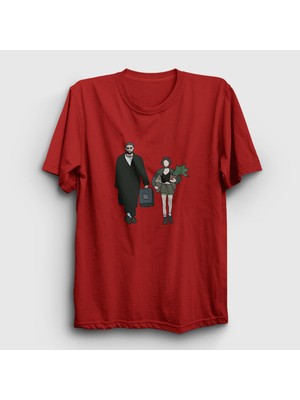 Presmono Unisex Kırmızı Walk Film Leon T-Shirt