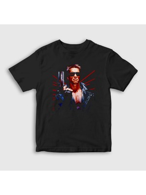 Presmono Unisex Çocuk Siyah Arnold Schwarzenegger Film The Terminator T-Shirt