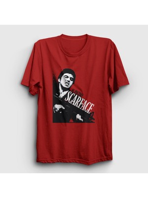 Presmono Unisex Kırmızı Rage Film Scarface T-Shirt