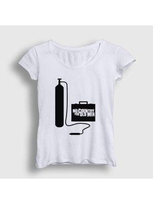 Presmono Kadın Beyaz Cgun Film No Country For Old Men T-Shirt