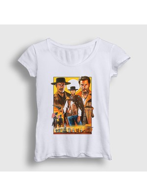Presmono Kadın Beyaz Poster Film The Good The Bad And The Ugly T-Shirt