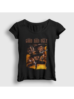 Presmono Kadın Siyah Western Film The Good The Bad And The Ugly T-Shirt