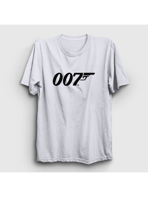 Presmono Unisex Beyaz Logo 007 Film James Bond T-Shirt