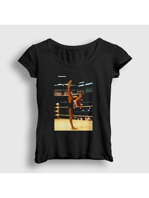 Presmono Kadın Siyah Kickboxer Film Jean Claude Van Damme T-Shirt
