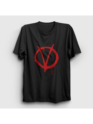 Presmono Unisex Siyah Logo Film V For Vendetta T-Shirt