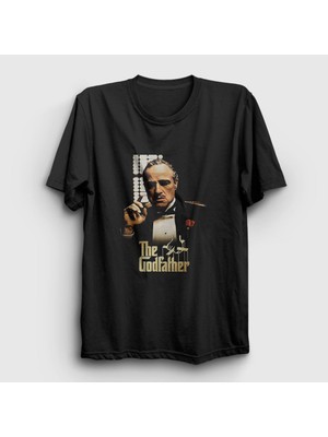 Presmono Unisex Siyah Marlon Film Baba The Godfather T-Shirt