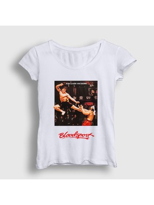 Presmono Kadın Beyaz Bloodsport V3 Film Jean Claude Van Damme T-Shirt