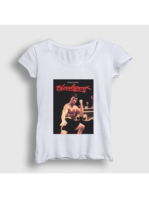 Presmono Kadın Beyaz Bloodsport Film Jean Claude Van Damme T-Shirt