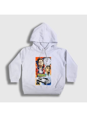 Presmono Unisex Çocuk Beyaz Team Film Geleceğe Dönüş Back To The Future Kapüşonlu Sweatshirt