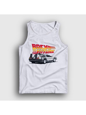 Presmono Unisex Beyaz Delorean Film Geleceğe Dönüş Back To The Future Atlet