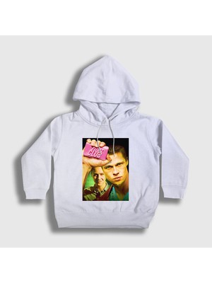 Presmono Unisex Çocuk Beyaz Cover Film Dövüş Kulübü Fight Club Kapüşonlu Sweatshirt