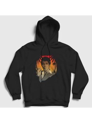 Presmono Unisex Siyah Hawaii Film Scarface Kapüşonlu Sweatshirt