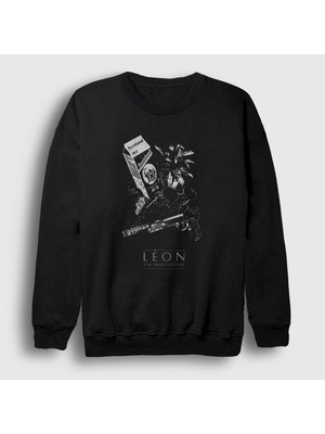 Presmono Unisex Siyah Milk Film Leon Sweatshirt
