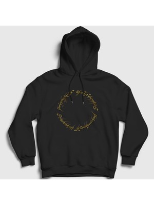 Presmono Unisex Siyah Script Yüzüklerin Efendisi The Lord Of The Rings Kapüşonlu Sweatshirt