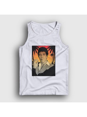 Presmono Unisex Beyaz Hawaii Film Scarface Atlet