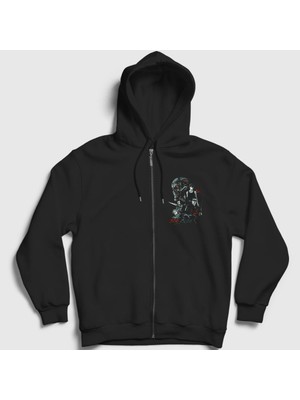 Presmono Unisex Siyah Poster Film The Terminator Fermuarlı Kapüşonlu Sweatshirt