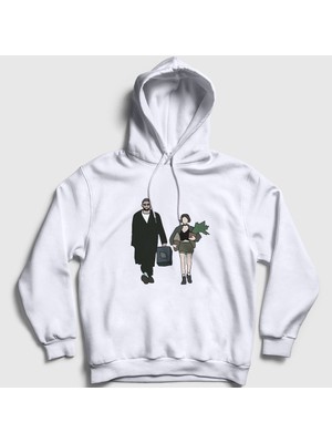 Presmono Unisex Beyaz Walk Film Leon Kapüşonlu Sweatshirt