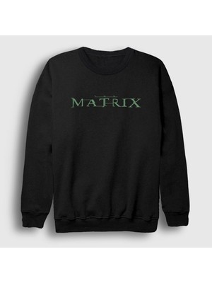 Presmono Unisex Siyah Logo Film The Matrix Sweatshirt
