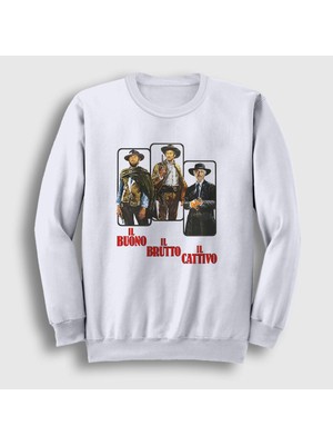 Presmono Unisex Beyaz Cover Film The Good The Bad And The Ugly Sweatshirt