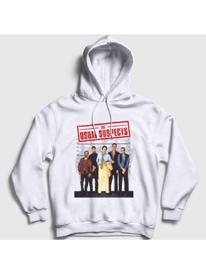 Presmono Unisex Beyaz Cover Film The Usual Suspects Kapüşonlu Sweatshirt