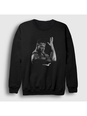 Presmono Unisex Siyah Street Fighter Film Jean Claude Van Damme Sweatshirt