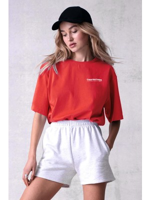 Mad Girls Turuncu Baskılı Tişört MG1197